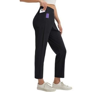image:imagebaleaf Womens Petite Pants with 3 Pockets 25 Ankle Golf Travel Pant Pull On Stretchy 78 Work SlacksBlack