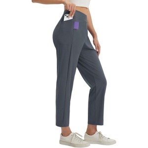 image:imagebaleaf Womens Petite Pants with 3 Pockets 25 Ankle Golf Travel Pant Pull On Stretchy 78 Work SlacksDark Gray