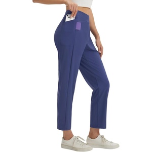 image:imagebaleaf Womens Petite Pants with 3 Pockets 25 Ankle Golf Travel Pant Pull On Stretchy 78 Work SlacksNavy Blue