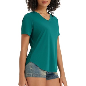 image:imagebaleaf Womens Sun Shirt Short Sleeve Lightweight Quick Dry UPF 50 V Neck Loose Fit Workout Top Running Hiking TravelGreen