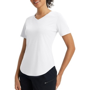 image:imagebaleaf Womens Sun Shirt Short Sleeve Lightweight Quick Dry UPF 50 V Neck Loose Fit Workout Top Running Hiking TravelWhite
