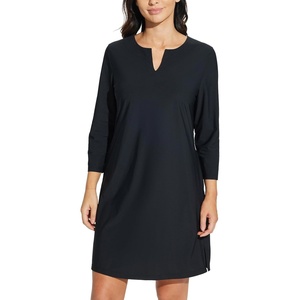 image:imagebaleaf Womens Sun Protection Swim Cover Up Dress with Pockets 34 Sleeve UPF 50 Tunic Beach Coverups Dress 2024Solidblack