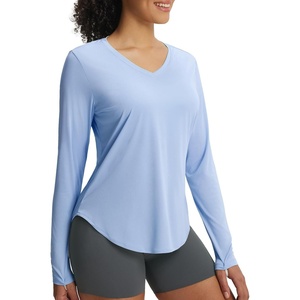 image:imagebaleaf Womens Sun Shirts UPF 50 UV Protection Long Sleeve V Neck Lightweight Breathable Quick Dry Tops Hiking RunningLight Blue