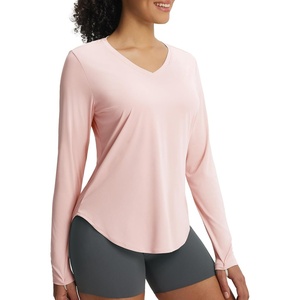 image:imagebaleaf Womens Sun Shirts UPF 50 UV Protection Long Sleeve V Neck Lightweight Breathable Quick Dry Tops Hiking RunningLight Pink
