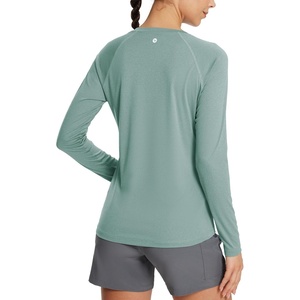 image:imagebaleaf Womens UPF 50 Long Sleeve Shirts Sun UV Blocking Crew Neck Summer Sunscreen Clothing Fishing Beach Outdoor Active Heather Sublime Green 2XL