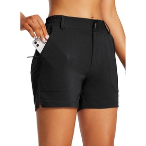 image:imagebaleaf Womens 45 Golf Hiking Shorts Stretch Quick Dry with Zipper Pockets Outdoor Causal Summer Shorts UPF 50Black