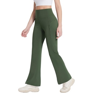 image:imagebaleaf Womens Fleece Lined Leggings Water Resistant Winter Pants Thermal Warm Flare High Waist Bootcut for Outdoor HikingDark Army Green
