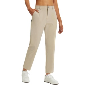 image:imagebaleaf Womens Golf Pants 2527 Straight Leg Stretch Work Travel Pant with Pockets Dressy Bussiness Casual Slacks UPF 50Khaki