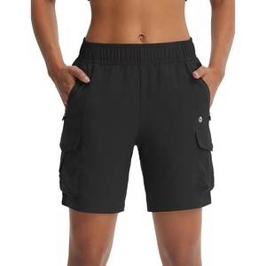 image:imagebaleaf Womens 7 Hiking Cargo Shorts Quick Dry Water Resistant Lightweight Outdoor Shorts with Zipper PocketsBlack