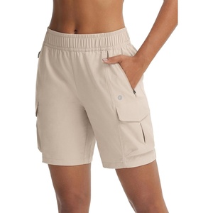 image:imagebaleaf Womens 7 Hiking Cargo Shorts Quick Dry Water Resistant Lightweight Outdoor Shorts with Zipper PocketsKhaki