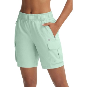image:imagebaleaf Womens 7 Hiking Cargo Shorts Quick Dry Water Resistant Lightweight Outdoor Shorts with Zipper PocketsLight Green