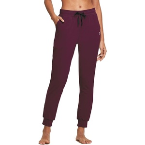 image:imagebaleaf Womens Cotton Joggers with Pockets Tapered Casual Sweatpants  Soft Breathable Comfort Relaxed Tapered Leg Creates a Flattering Fit Ideal for Lounging Walking Travel and Daily WearBurgundy