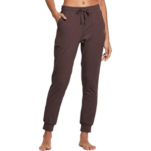 image:imagebaleaf Womens Cotton Joggers with Pockets Tapered Casual Sweatpants  Soft Breathable Comfort Relaxed Tapered Leg Creates a Flattering Fit Ideal for Lounging Walking Travel and Daily WearDark Brown