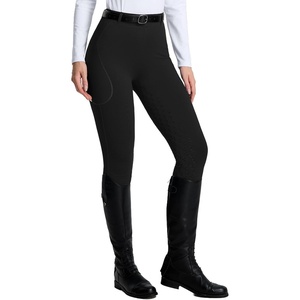image:imagebaleaf Womens Full Seat Horse Riding Pants Equestrian Breeches Horseback Silicone Grip Tights PocketBlack