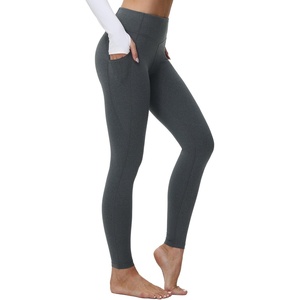 image:imagebaleaf Womens Fleece Lined Leggings Thermal Warm Winter Tights High Waisted Thick Yoga Pants Cold Weather with PocketsDark Heather Gray