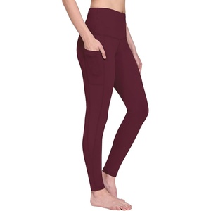 image:imagebaleaf Womens Fleece Lined Leggings Thermal Warm Winter Tights High Waisted Thick Yoga Pants Cold Weather with PocketsWine Red