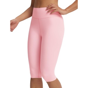 image:imagebaleaf Womens 14 Knee Length Capris Leggings with 1 Back Pocket High Waisted Capri Yoga Stretch Casual Summer PantsLight Pink