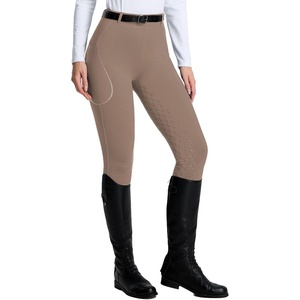 image:imagebaleaf Womens Horse Riding Pants Full Seat Silicone Equestrian Breeches Horseback Riding Tights Storage PocketsBrown