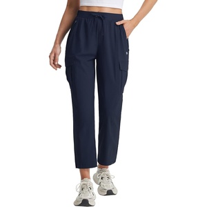 image:imagebaleaf Womens Petite Travel Hiking Pants Quick Dry Stretch Cargo Ankle Pants with Zipper PocketsNavy Blue