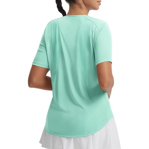 image:imagebaleaf Womens Short Sleeve Workout Tops Mesh Back UPF 50 Quick Dry Athletic Shirts for Running Gym HikingLight Green