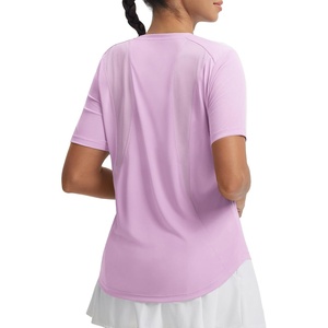 image:imagebaleaf Womens Short Sleeve Workout Tops Mesh Back UPF 50 Quick Dry Athletic Shirts for Running Gym HikingLight Purple