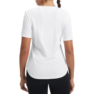 image:imagebaleaf Womens Short Sleeve Workout Tops Mesh Back UPF 50 Quick Dry Athletic Shirts for Running Gym HikingWhite