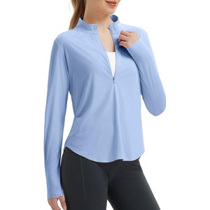 image:imagebaleaf Womens Sun Protection Shirt UPF 50 Long Sleeve Half Zip Hiking TopLight Blue