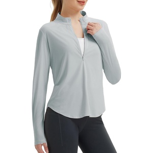 image:imagebaleaf Womens Sun Protection Shirt UPF 50 Long Sleeve Half Zip Hiking TopLight Gray