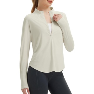 image:imagebaleaf Womens Sun Protection Shirt UPF 50 Long Sleeve Half Zip Hiking TopRaw Linen