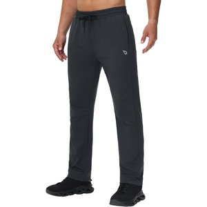 image:imagebaleaf Mens Fleece Lined Water Resistant Pants Winter Thermal Sweatpants with Zipper Pockets Warm Open BottomCharcoal