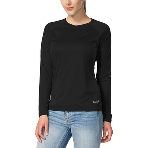 image:imagebaleaf Womens UPF 50 Long Sleeve Rash Guard Swim Shirts SPF Quick Dry Lightweight TShirt Outdoor Hiking Runing 2 Pack Black Size XS