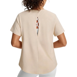 image:imagebaleaf Womens Workout Tank Tops Open Back Yoga Top High Neck Sleeveless Shirts Running Loose Fit Athletic GymLight Brown