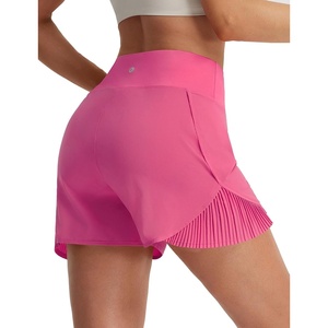 image:imagebaleaf Womens Athletic Running Shorts 3 High Waisted Quick Dry Lightweight Ruffled Workout Gym Shorts with Liner Pink M