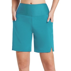 image:imagebaleaf Womens Swim Shorts Long 7 High Waisted Board Shorts Knee Length Beach Shorts for Women Swimsuits Aqua Blue XS