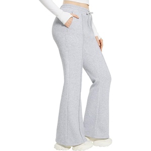 image:imagebaleaf Womens Fleece Lined Flare Sweatpants with Pockets Ladies Sweat Pants Drawstring Bootcut Bell Bottom Dance