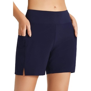 image:imagebaleaf Womens 5 7 Quick Dry High Waisted Swim Shorts with Liner  UPF 50  2 pockets  tummy control swimsuit bottoms  great for swimming  surfing  boating  beach vacation amp casualNavy Blue