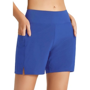image:imagebaleaf Womens 5 7 Quick Dry High Waisted Swim Shorts with Liner  UPF 50  2 pockets  tummy control swimsuit bottoms  great for swimming  surfing  boating  beach vacation amp casualDazzling Blue