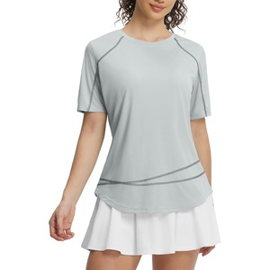 image:imagebaleaf Womens UPF 50 Short Sleeve Sun Shirt UV Protection  Lightweight Breathable Moisturewicking Quickdry Soft fabric for hiking travel walking and everyday outdoor activitiesLight Gray