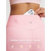 image:imagebaleaf Womens 14 No Front Seam High Waisted Capri Leggings  Hidden Back Pocket Knee Length Yoga Capri Ultra Soft Stretchy Squat Proof Lightweight Summer Athletic Workout CasualLight Pink