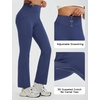 image:imagebaleaf Womens Fleece Lined Yoga Pants Winter Warm Bootcut Flare Leggings  Butt Lifting Bootcut Bottoms 4 Front and Back Pockets Thermal Interior Water Resistant High Waisted for Hiking WorkoutNavy Blue