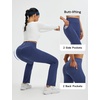 image:imagebaleaf Womens Fleece Lined Yoga Pants Winter Warm Bootcut Flare Leggings  Butt Lifting Bootcut Bottoms 4 Front and Back Pockets Thermal Interior Water Resistant High Waisted for Hiking WorkoutNavy Blue