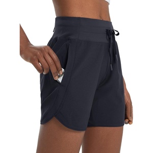 image:imagebaleaf Womens 5 Athletic Running Shorts with Zipper Pocket Hiking Workout  Quick Dry Lightweight Breathable Noliner SplitLeg High Waistband Drawstring Gym Sports Casual Wear Womens ShortsBlack