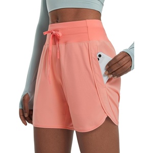 image:imagebaleaf Womens 5 Athletic Running Shorts with Zipper Pocket Hiking Workout  Quick Dry Lightweight Breathable Noliner SplitLeg High Waistband Drawstring Gym Sports Casual Wear Womens ShortsCoral