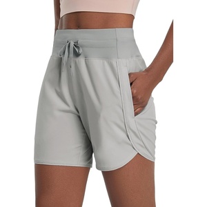image:imagebaleaf Womens 5 Athletic Running Shorts with Zipper Pocket Hiking Workout  Quick Dry Lightweight Breathable Noliner SplitLeg High Waistband Drawstring Gym Sports Casual Wear Womens ShortsGrey
