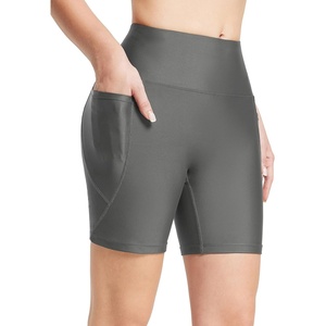 image:imagebaleaf Womens 6 High Waisted Swim Board Shorts Bottoms UPF 50 Grey XL  Builtin Brief 2 Pockets Tummy Control Bathing Suit Swimsuit Great for Swimming Surfing Boating Beach Vacation amp Casual