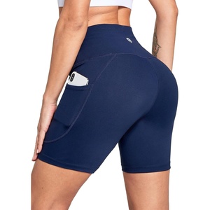 image:imagebaleaf Womens 68 High Waisted Biker Shorts Workout Running with Pockets  Yoga HighStretch Tummy Control Soft Compressive NonSeeThrough SquatProof Gym Athletic Summer Causal WearDark Blue