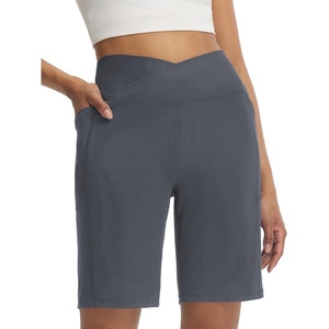 image:imagebaleaf Womens Bermuda Long Shorts 9 Above Knee Length  HighRise VWaistband Athletic Shorts Stretch Walking Shorts with Pockets Ideal for Casual Summer WearDark Gray