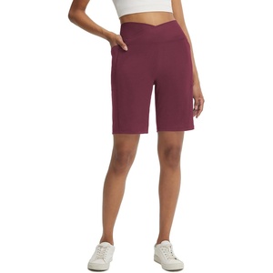 image:imagebaleaf Womens Bermuda Long Shorts 9 Above Knee Length  HighRise VWaistband Athletic Shorts Stretch Walking Shorts with Pockets Ideal for Casual Summer WearWine Red