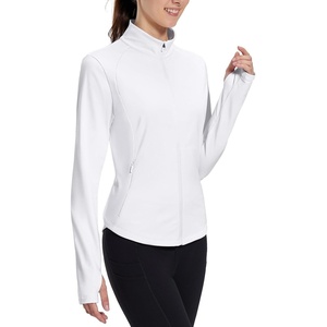 image:imagebaleaf Womens Fleece Running Jacket Winter Gear Water Resistant Cycling  For 4060F cold weatherfull ziplighrweightthumb holes5 pocketsperfect for trainingworkoutleisure amp any occasionBwhite