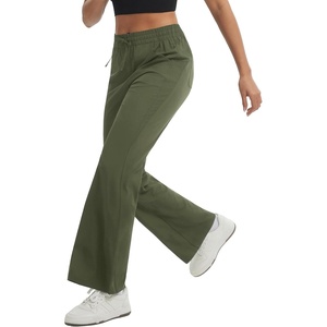 image:imagebaleaf Womens Hiking Pants Lightweight Water Resistant Wide Leg Travel Pant  Breathable 4Way Stretch Mobility QuickDry Sun Protection Elegant flare design for hiking travel and outdoor activitiesArmy Green